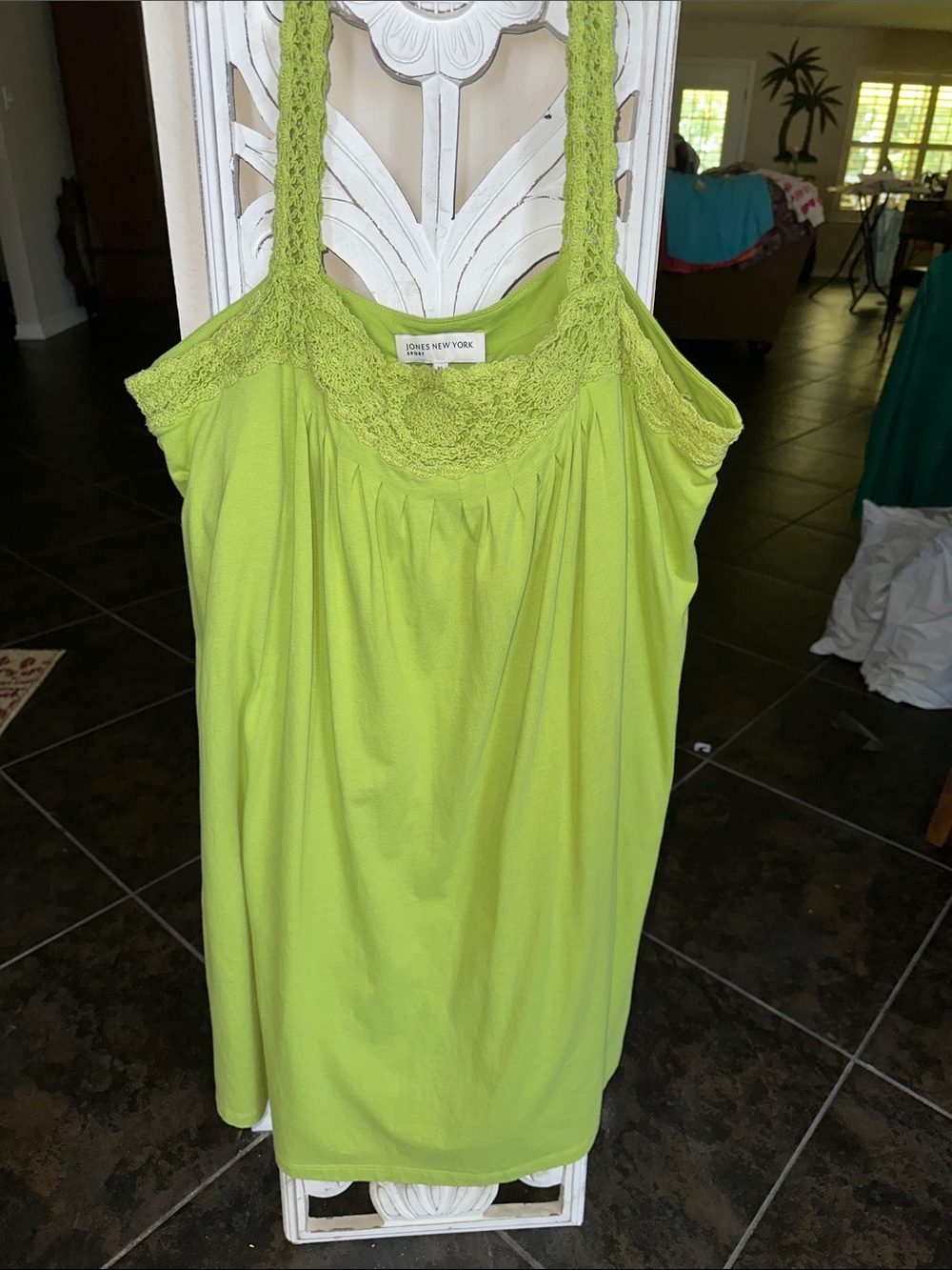 Jones New York Lime Green Crochet-Trim Sundress